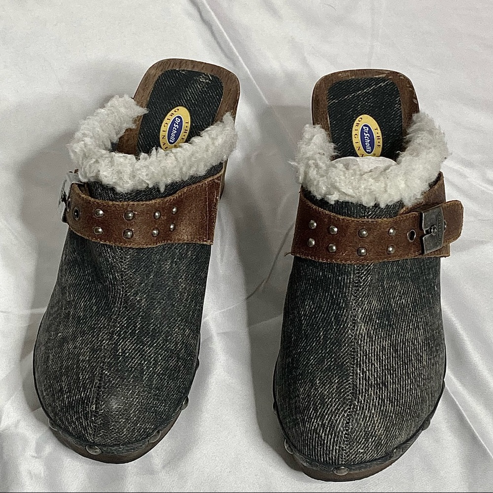 🆕 Dr. Scholl's Denim Fleece-trimmed Clog - Picture 3 of 7